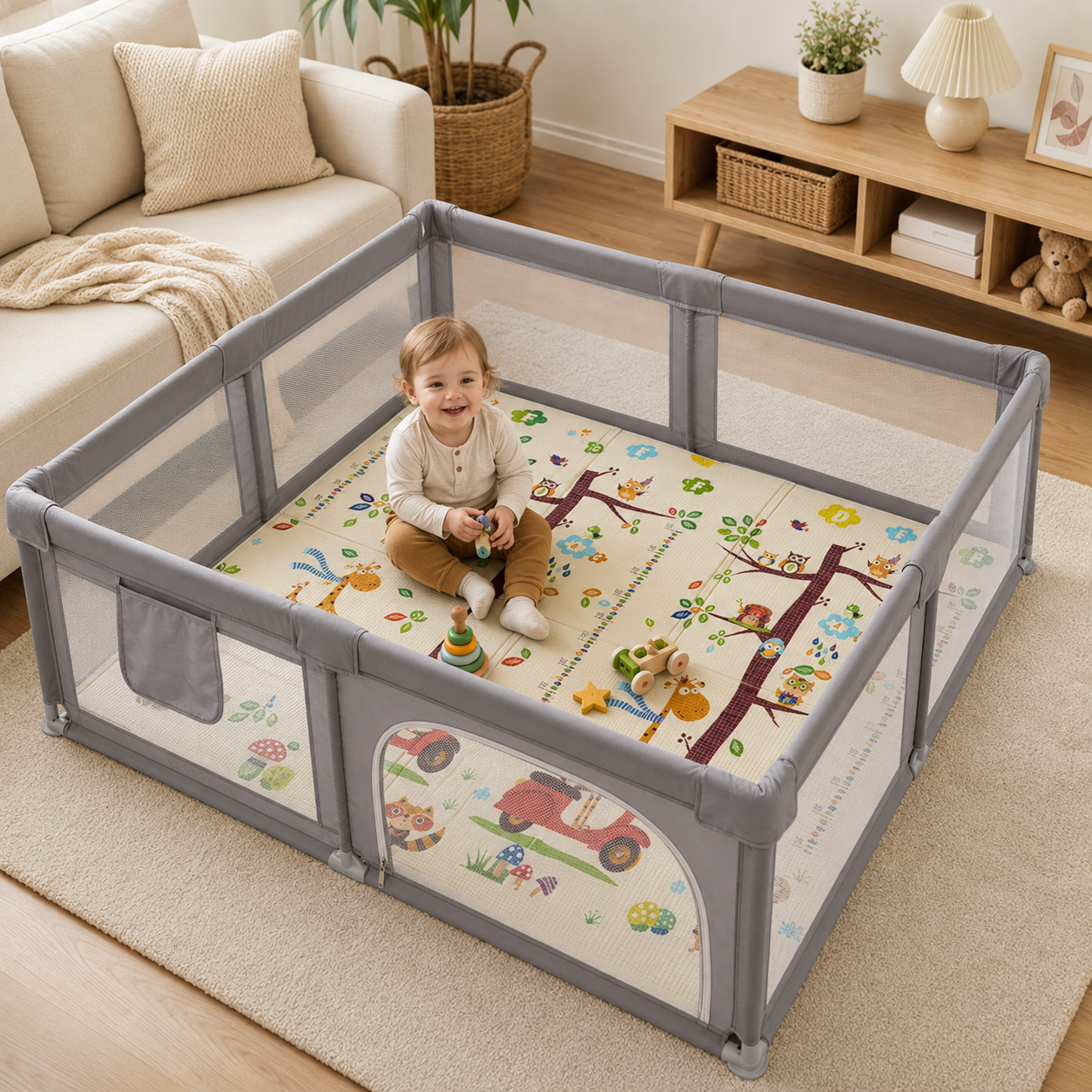 PaParc bébé XXL avec tapis Girafe Scooter 180x200 cm