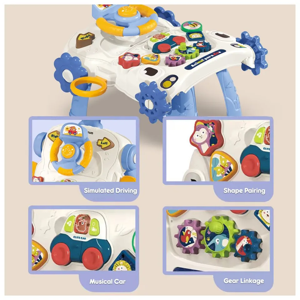 Trotteur Bébé 2 en 1 avec Table d’Activités – Bleu