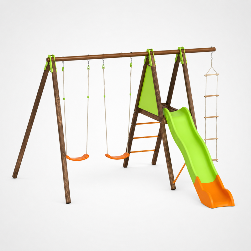 Portique Balançoire bois/métal XALTO 5 enfants - Trigano