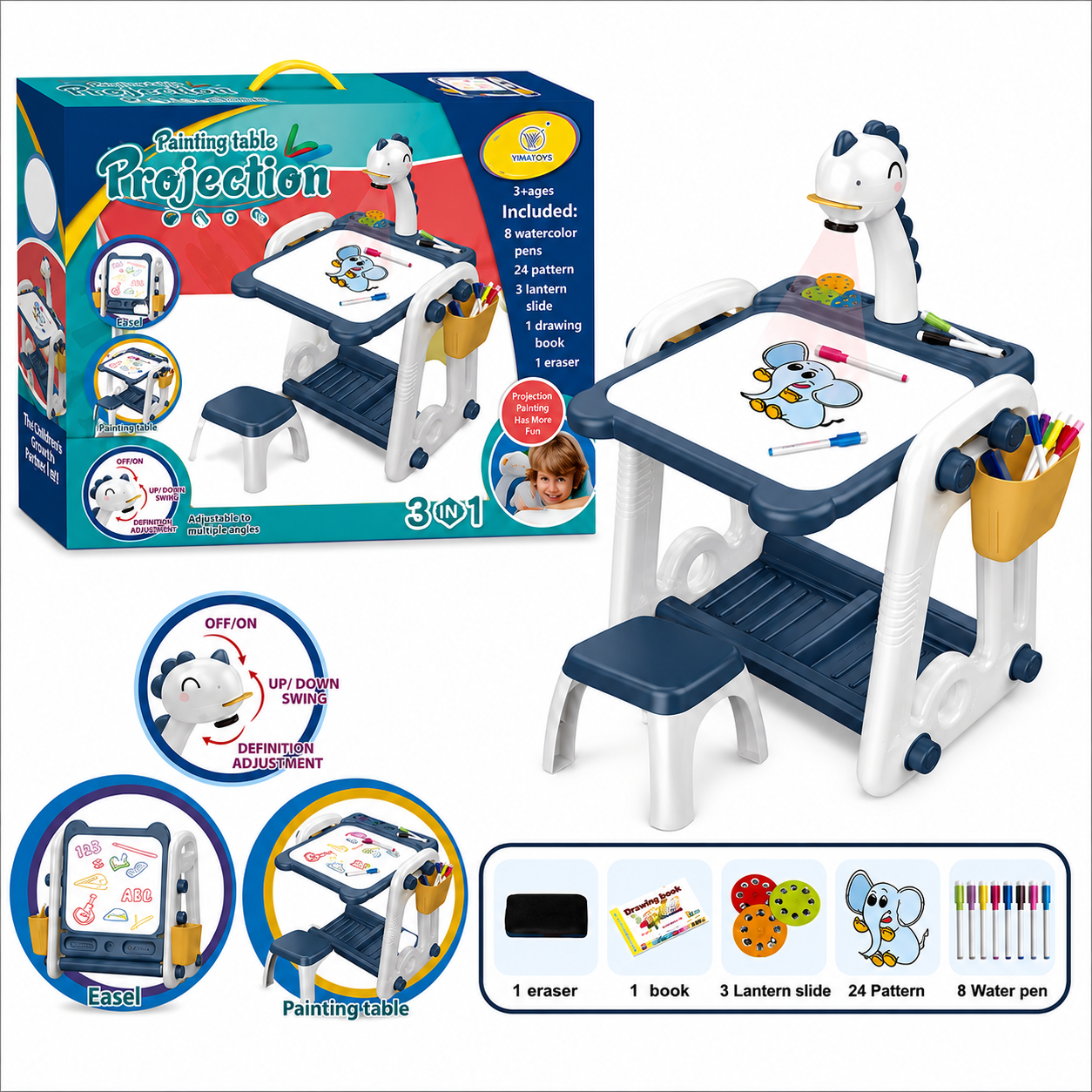 Table de Dessin Projecteur 3 en 1 Bleu