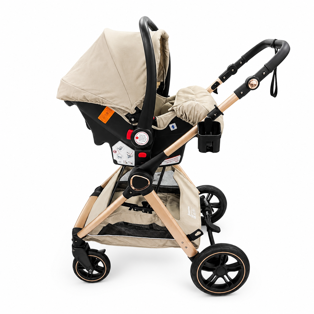 Poussette Duo Popypapa Beige 3 en 1 avec Cosi et Sac