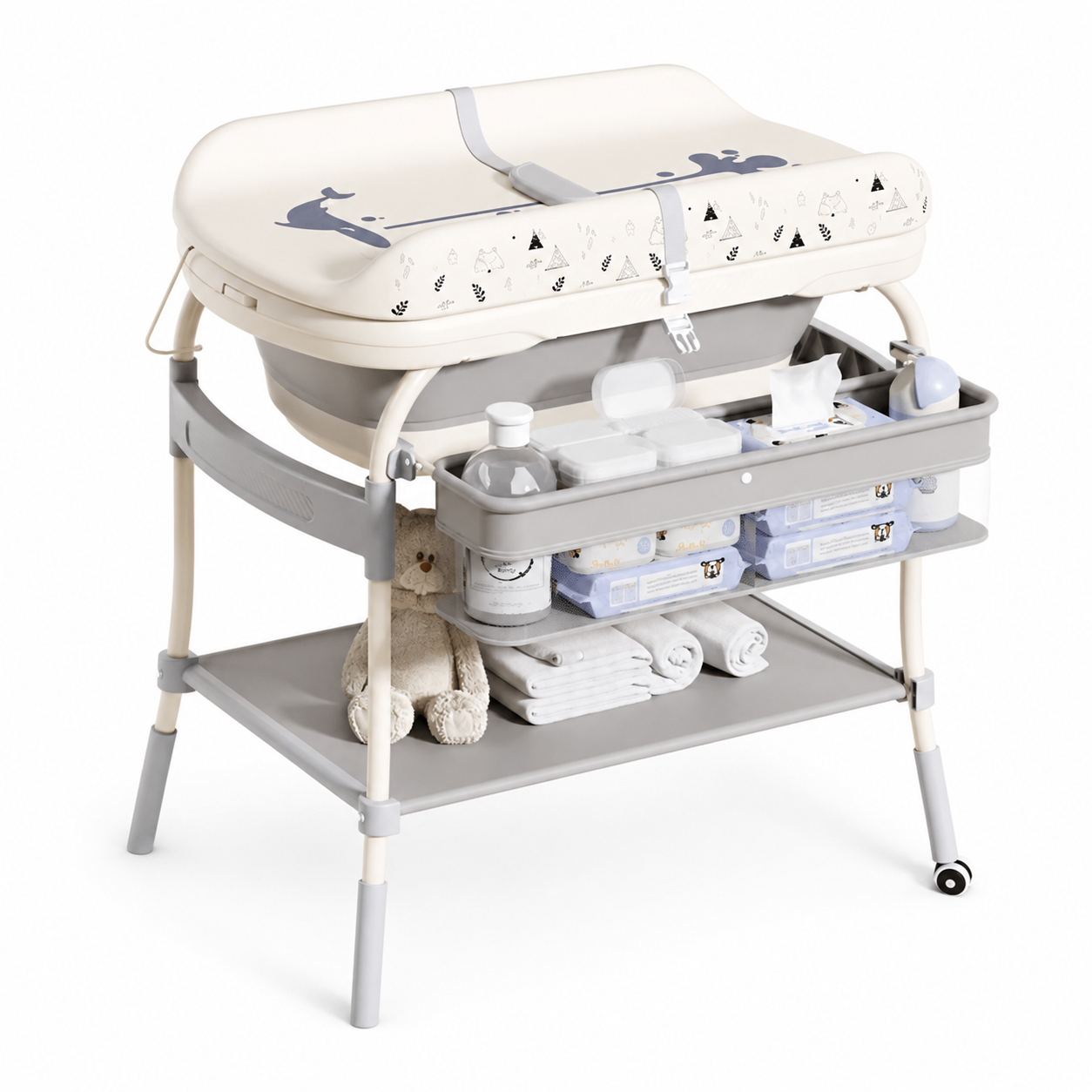 able à langer & Baignoire avec Thermomètre digital intégré