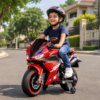 Moto électrique sportive 12V pour enfant avec roues en gomme