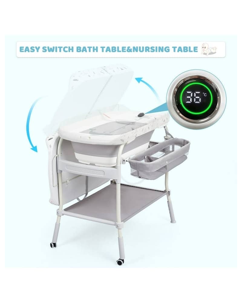 able à langer & Baignoire avec Thermomètre digital intégré